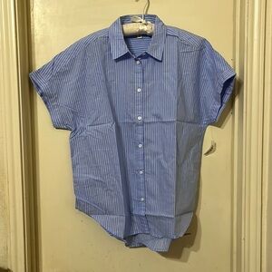 NWT Large Goodthreads Women's Oversized Lightweight Cotton Short Sleeve Shirt